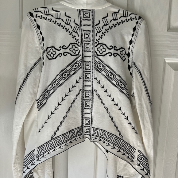 Michael Farrell Southwestern White Embroidered High Low Boho Jacket in size L - Picture 2 of 10